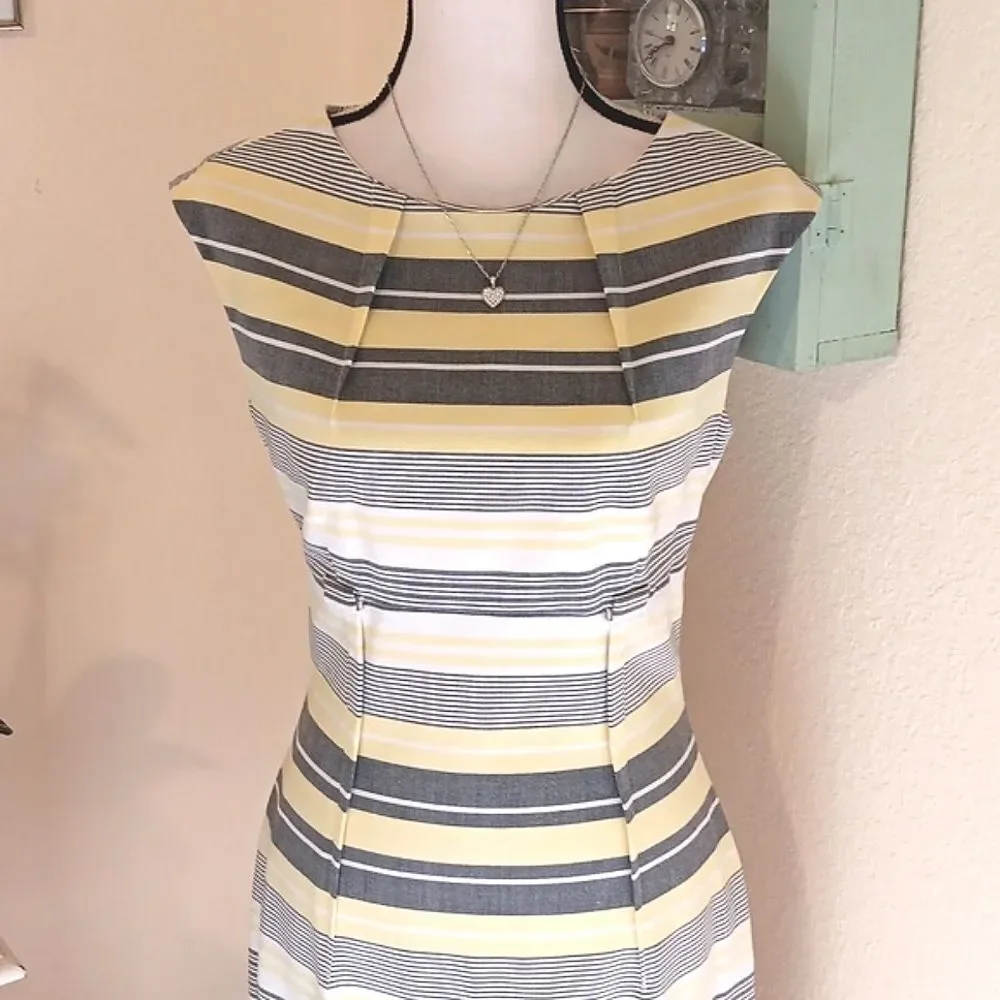 Calvin Klein Yellow and Black Striped Dress. Career. Normcore. Preppy.
